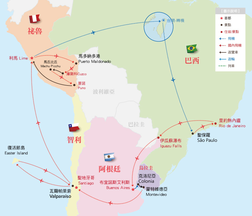 南美五國地圖